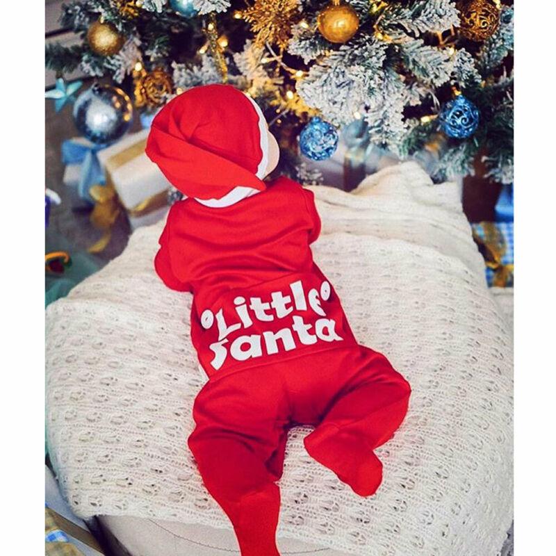 Newborn Girl Boy Autumn Santa Claus Long Sleeve Dot Bandage  Romper Jumpsuit Hat For Christmas Made For Girls and Boys