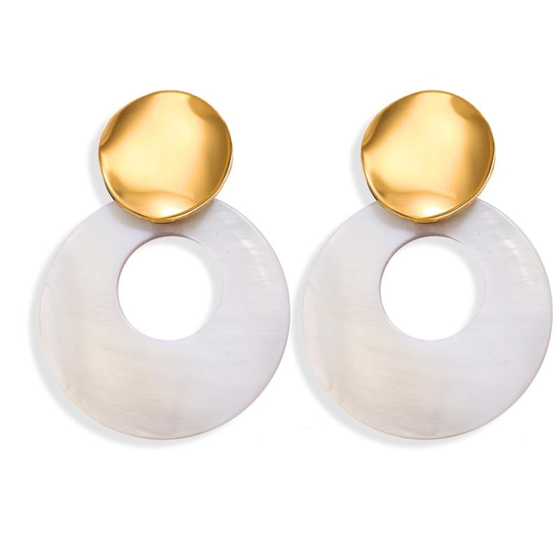 New Luxury Elegant Geometric Shell Dangle Earrings For Women In Round Small Drop Design