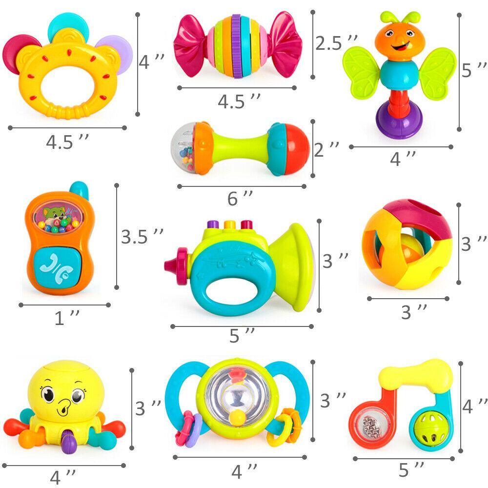 Baby Rattles Teether Shaker Grab and Spin Rattle Musical Toy Set Early Educational Toys For Baby