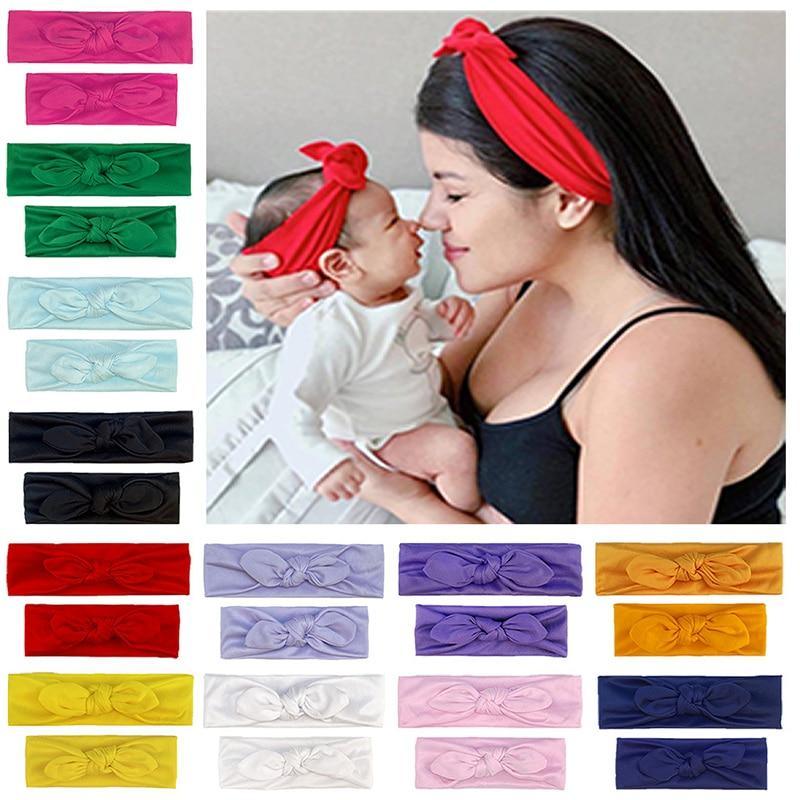 Mother & Baby Hair Bands Kids Headband Parent-kid Rabbit Ear Knot Headwear Turbans Hair Accessories Set