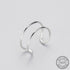 Geometric Double line Adjustable Ring Genuine 925 Sterling Silver Trendy Fine Jewelry For Charm Women