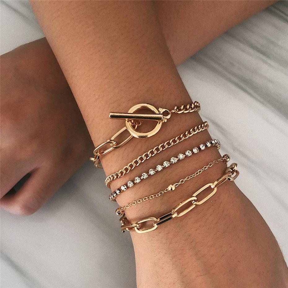 Bohemian Geometric Crystal Multi Layer Bracelets Bangles Charm Adjustable Lasso Bracelet Set For Women Luxury  Jewelry Gifts