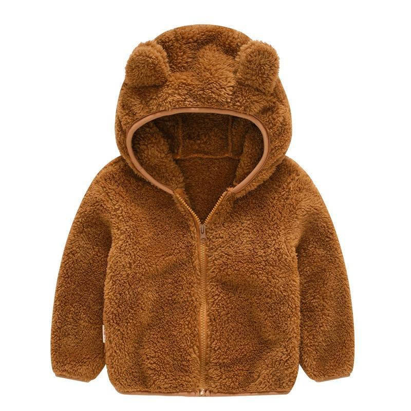 Modern Winter Fleece Children's Sweater Boys and Girls Hoodie Jacket Warm Baby Coat  With Bear Ears