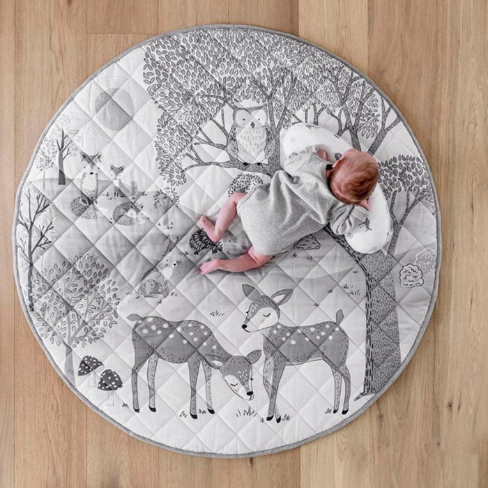Home Nordic Forest Animals Print Baby Toddler Soft Cotton Grid Crawling Play Climbing Mat Carpet For Kids