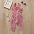 Newborn Baby Girl Boy Backless Striped Ruffle Romper Overalls Jumpsuit Clothes In Retro Syle For Boys And Girls