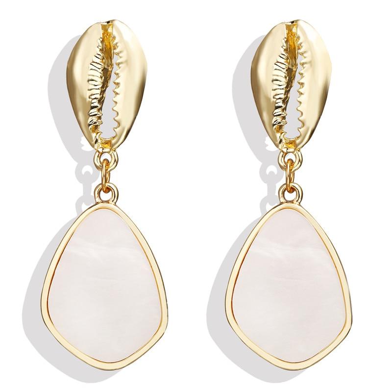 New Luxury Elegant Geometric Shell Dangle Earrings For Women In Round Small Drop Design