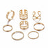 Original Design Gold Color Round Hollow Geometric Rings Set For Women Fashion With Cross Twist Open Ring Design