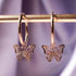 Huitan Delicate Rose Gold Color Elegant Butterfly Drop Earring Cute Bow Hoop Wedding For Women