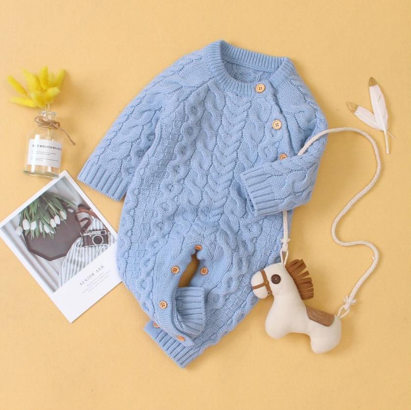 Handmade Knitted Baby Clothes Long Sleeve Newborn Baby Romper Winter Spring Baby Girl Romper Jumpsuit For Boys and Girls