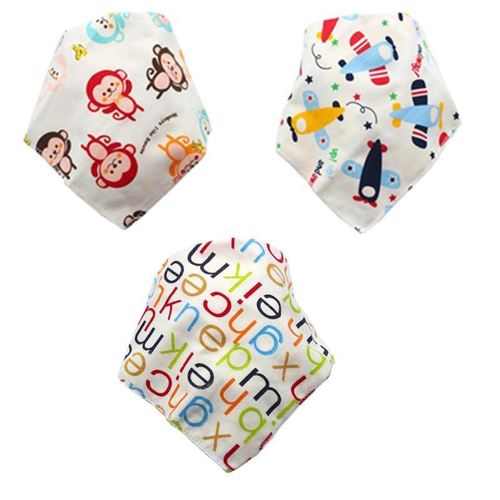 3PCS Comfortable Waterproof Organic Cotton Baby Burp Cloth Bandanna Scarf Bibs For Newborn Baby Boy And Girl