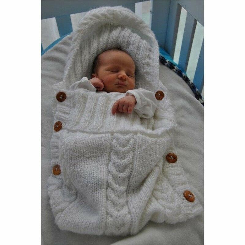 Warm Baby Blanket Knitted Newborn Swaddle Wrap Soft Footmuff Cotton Envelope For Stroller Accessories Blanket Bag