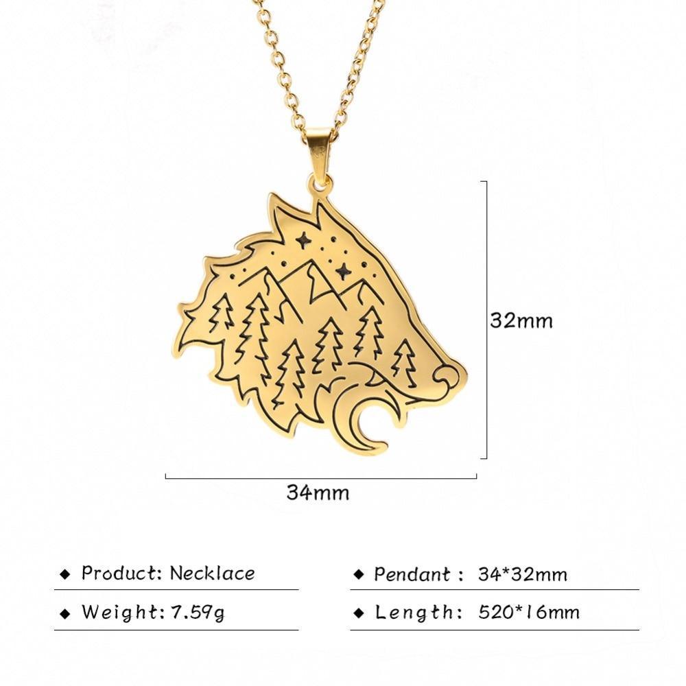 Amazing Wolf Animal Necklace 316L Stainless Steel Forest Animals Luxury For Men Elegant Necklace Hollow Cut Out Pendant Jewelry Gift For Women