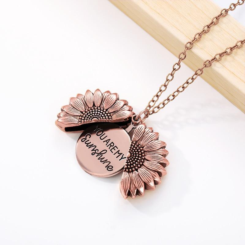 Necklace with Message Sunflower Necklaces For Women Rose Gold Silver Color Jewelry Cool Style Perfect Gift For Girl