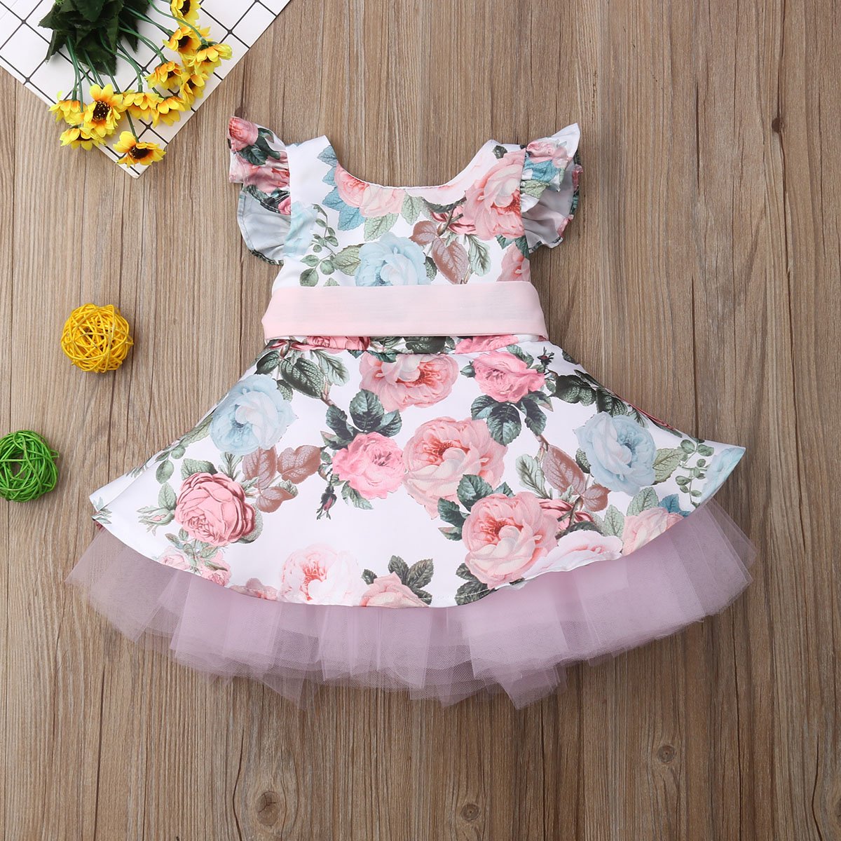 Princess Toddler Baby Girls Dress Flower Lace Tutu Party Wedding Birthday Dress For Girls