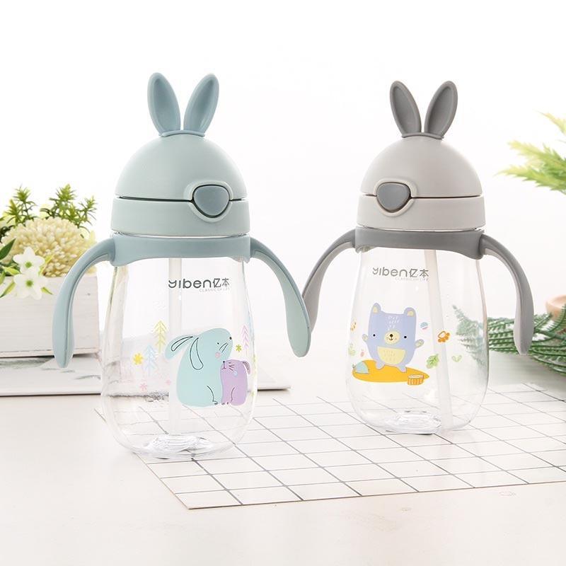 Rabbit Baby Feeding Cup with a Straw BPA Free Children Feeding Drinking Handle Water Bottles Training Cup For Milk For Kids and baby