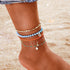 Luxury Leg Brecelet Gold Color Tassel Beads Anklet Bracelet for Leg for Women Set