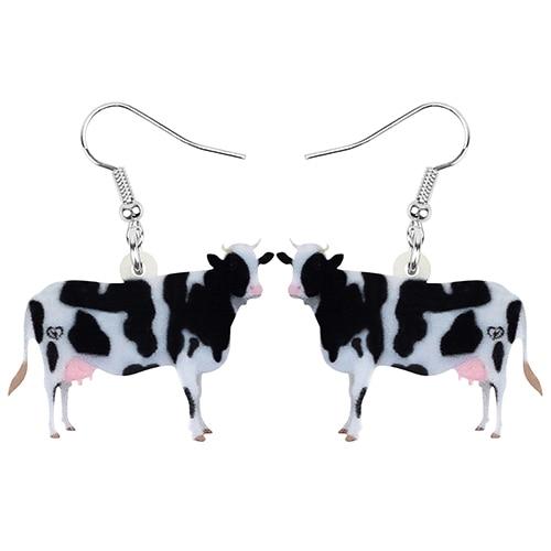 Modern Unique Style Acrylic Dairy Cattle Cow Earrings Drop For Women and Girls Teenager and Kids