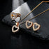 Luxury Jewelry Heart Gold Color Crystal Party Engagement Anniversary Wedding Jewelry Set With Heart Diamond Earrings Necklace Brecelet and Ring Excelent  For Women and Ladies