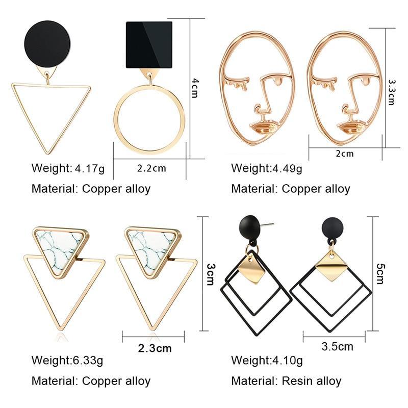 New Fashion Round Dangle Drop Korean Earrings For Women In Geometric Round Heart Gold Earring Wedding Elegant Style