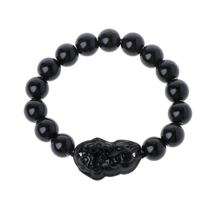 Obsidian Stone Beads Bracelet For Men and Women Unisex Wristband Gold Black Pixiu Wealth and Good Luck Bracelet Design