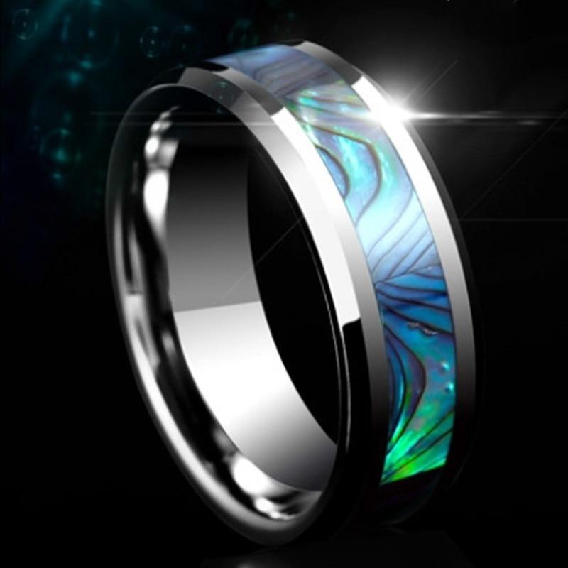 Elegant Luxury Abalone Shell Stainless Steel Ring For Mens & Women Wedding Engagement Jewelry