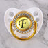 Luxury Glam Crystal White Bling Pacifier 26 Initial Letters Available Handmade Rhinestones Baby Pacifier For Baby