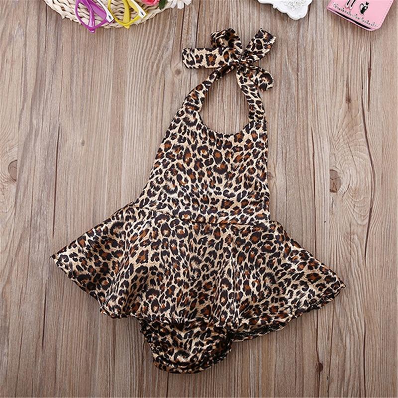 Baby Leopard Bodysuits Suit Set Body Jumpsuit Summer Style Dress for Girls