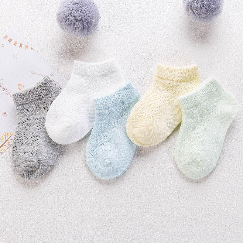 5 Pair Comfortable Breathable Mesh Cotton Soft Pink Blue Newborn Socks For Boy And Girl