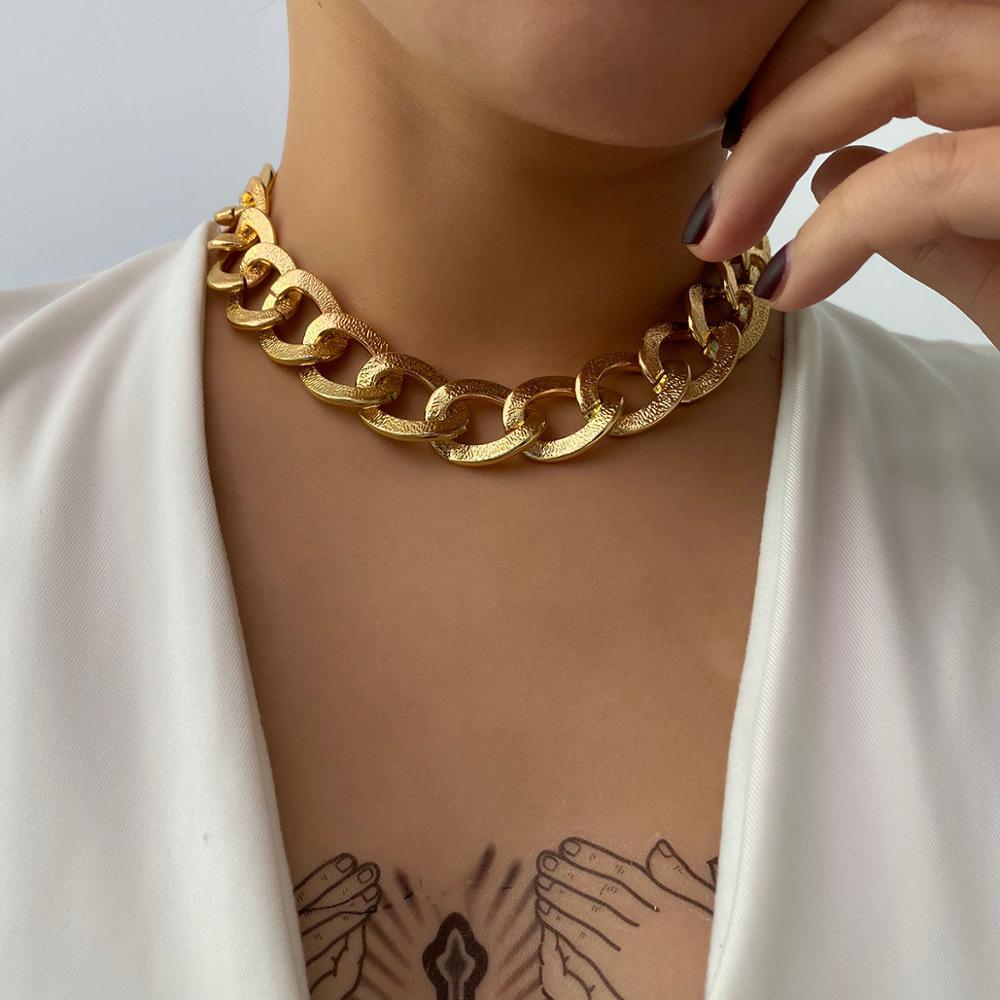 Luxury Gold and Slver Big Elegant Stailless Steel Punk Gold Choker Chain Necklace For Women Luxury Jewelry Perfect Gift For Girls