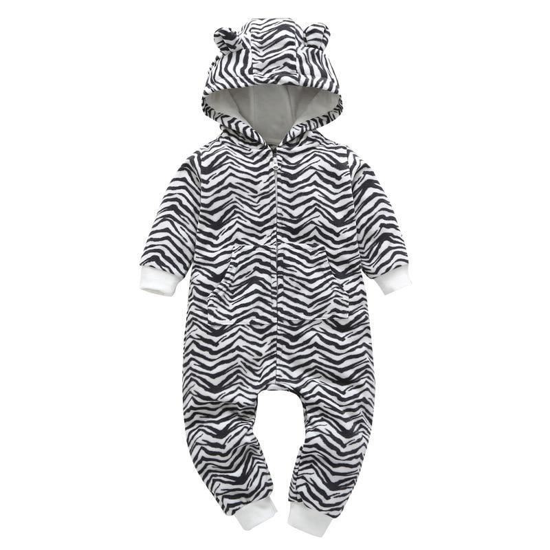 Modern Popular Fashion Newborn One Piece Fleece Hooded Jumpsuit Long Sleeved Baby Body suits Romper For Girls and Boys Kids