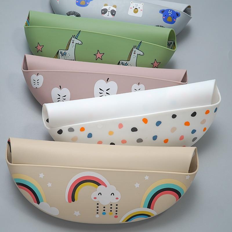 Cartoon Printed Adjustable Waterproof Silicone Feeding Bib Burp Cloth for  Baby