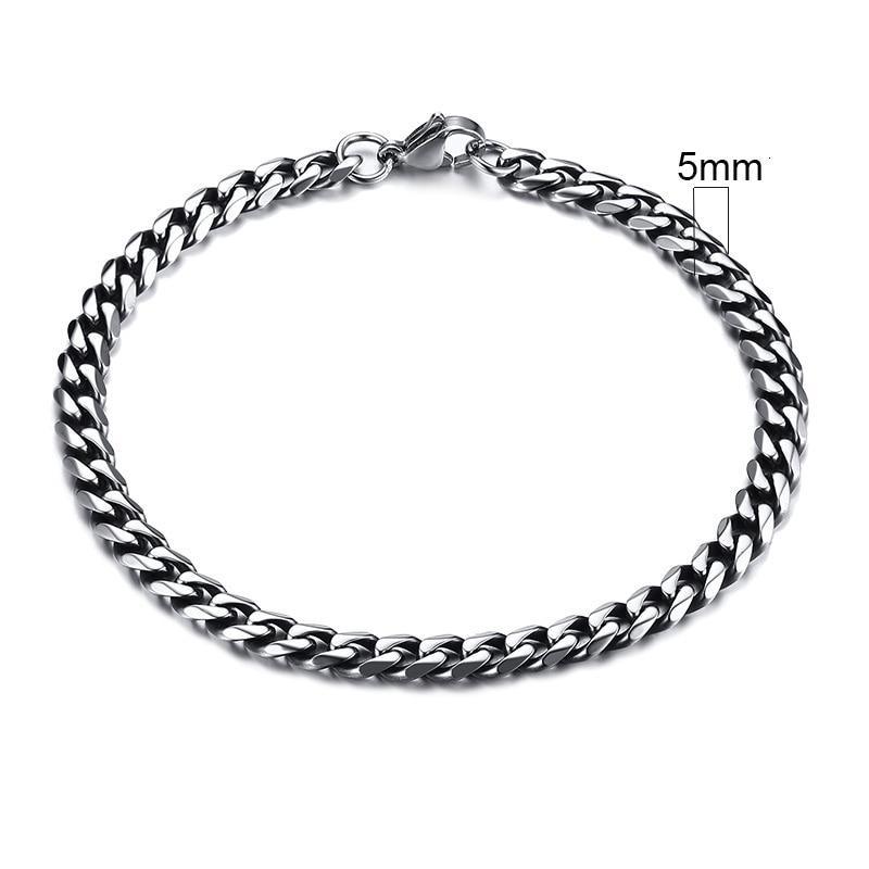 Luxury Popular Mens Simple 3-11mm Stainless Steel Curb Cuban Link Chain Bracelets for Women and Men Unisex Wrist Jewelry Brecelet