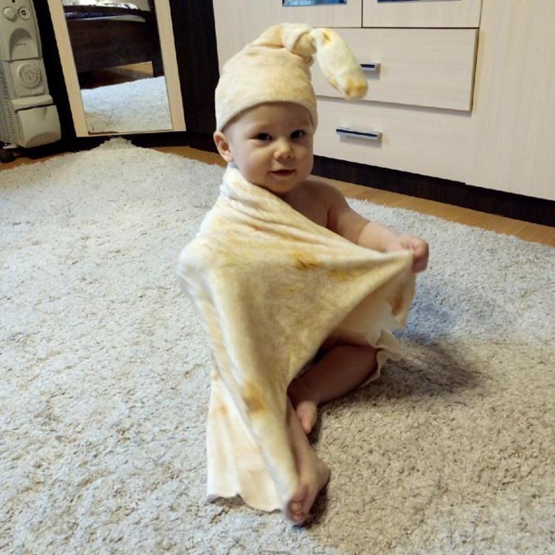 Modern Interesting Popular Pancakes Baby Blanket Flour Tortilla Swaddle Blanket Sleeping Swaddle Wrap Hat For Baby