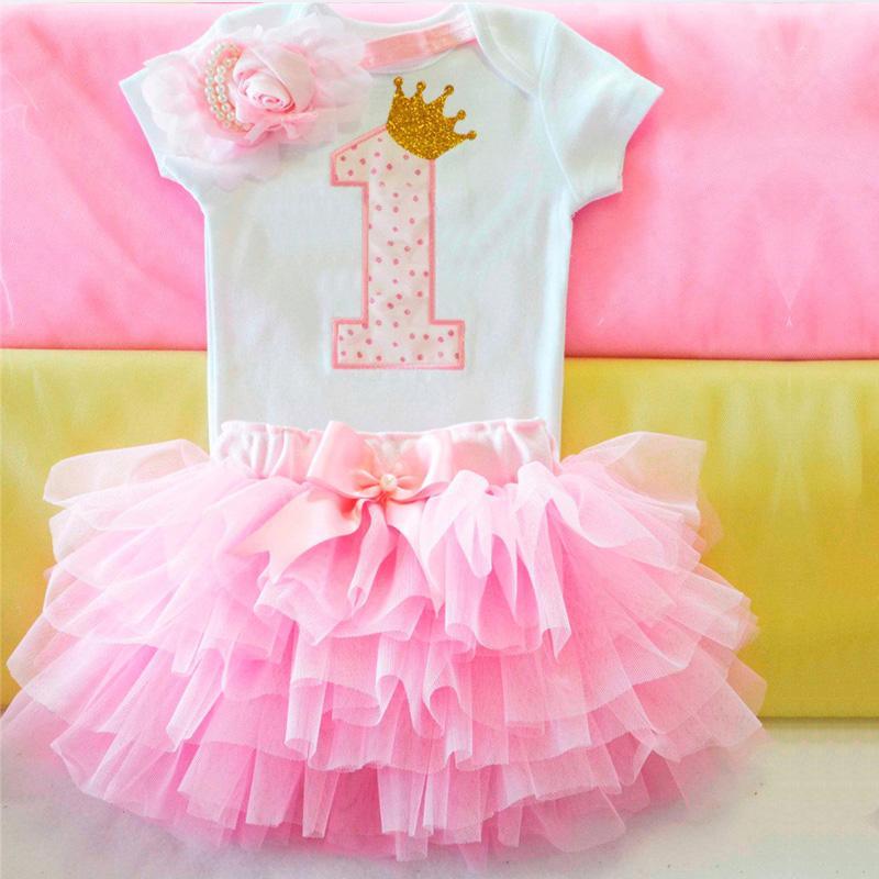 New 1st Birthday Tutu Baby Infant Christening Cake Dresses for Party Kids 1 Year Baby Girl For  Birthday Party