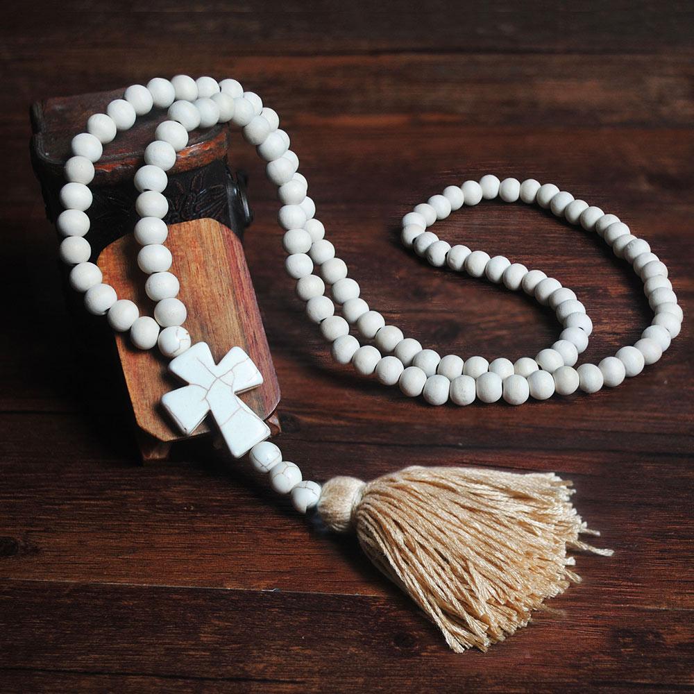 New Modern Bohemian Necklace Luxury Handmade Stones Tassels Elegant Wood Beads Amazing Necklace Long For Women Jewelry Gifts