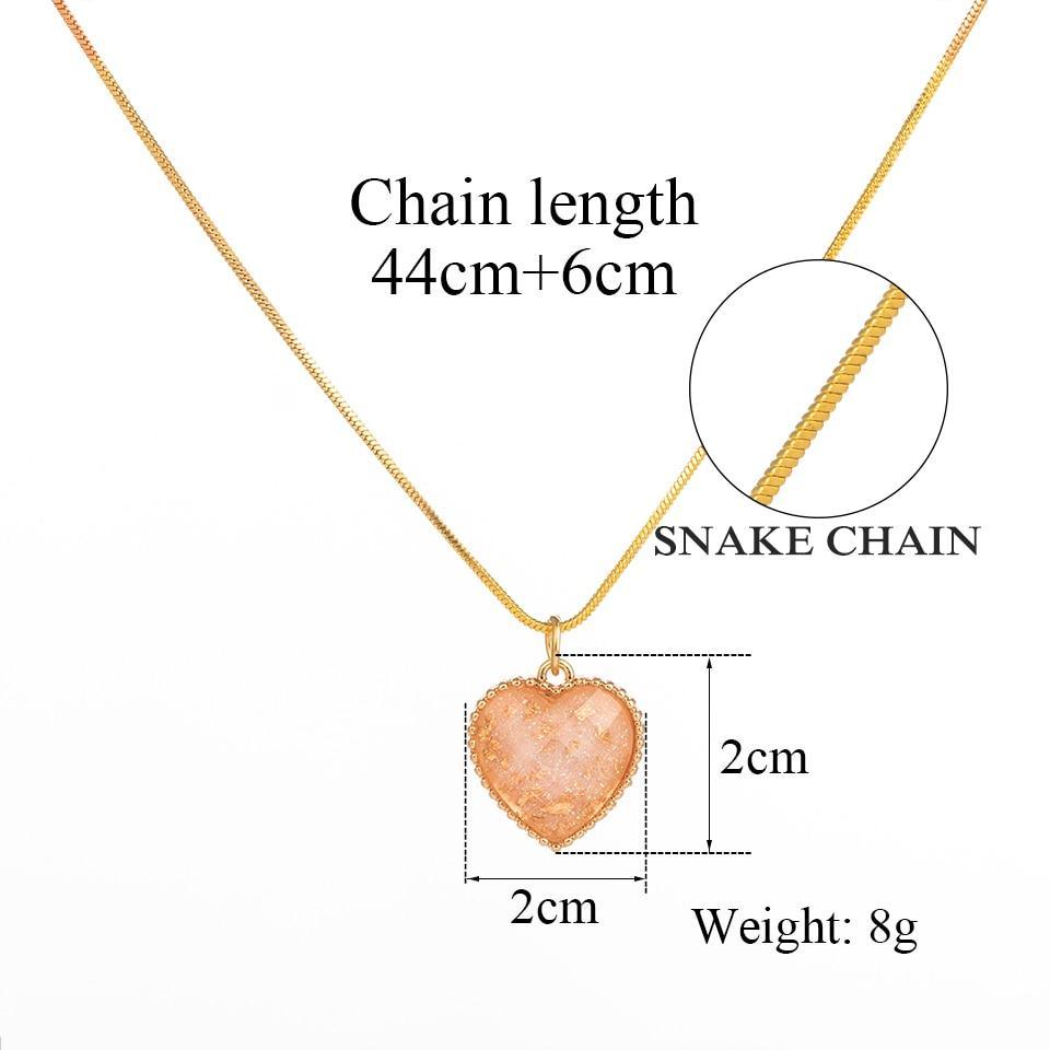 New Romantic Amazing Sweet Cute Colorful Heart Shape Pendant Elegant Link Chain Necklaces Luxury For Women And Girls Wedding Engagement Accessories Jewelry