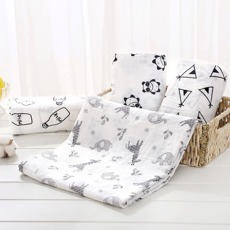 Muslin Cotton Diaper Baby Blankets Newborn Swaddle Blanket Infant Multi Purpose Bath Towel