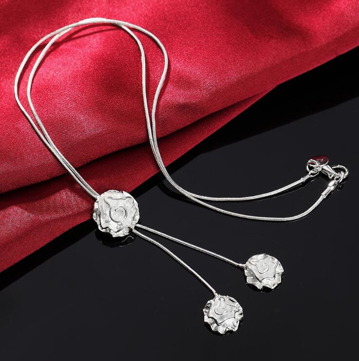 Luxury Shiny Silver Gorgeous Charm Fashion Heart Wedding Love Necklace Silver Jewelry