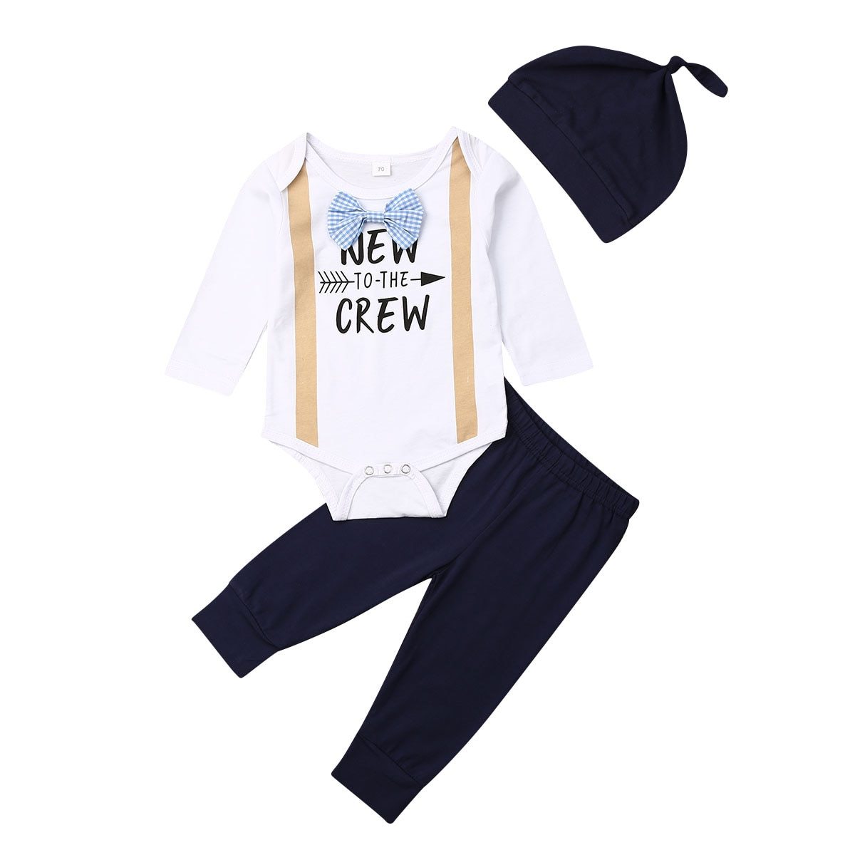 Modern Formal Baby Boys Gentlemen Sets Bow Tie Romper +Long Pants+ Hat Autumn Outfits For Boys Kids