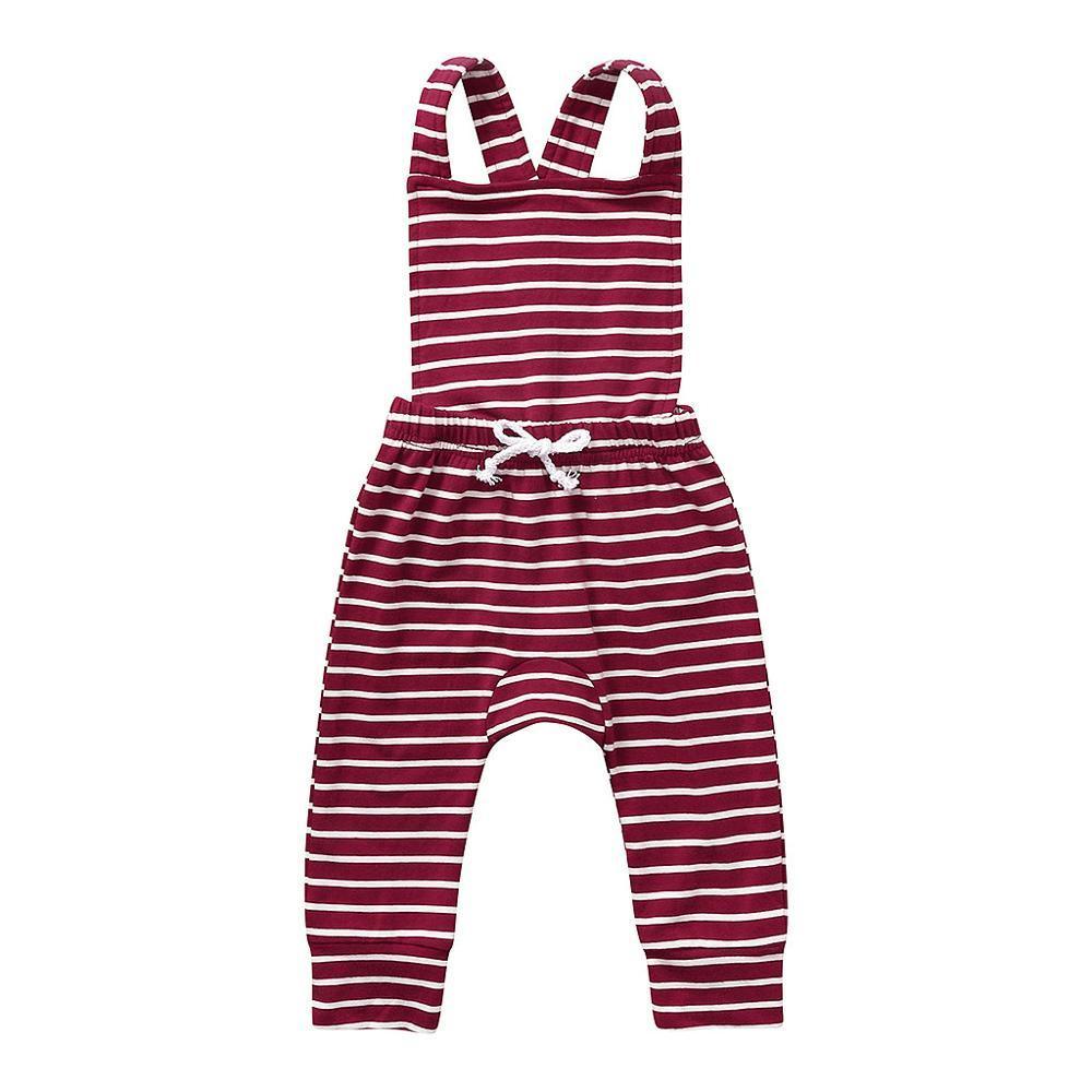 Newborn Baby Girl Boy Backless Striped Ruffle Romper Overalls Jumpsuit Clothes In Retro Syle For Boys And Girls