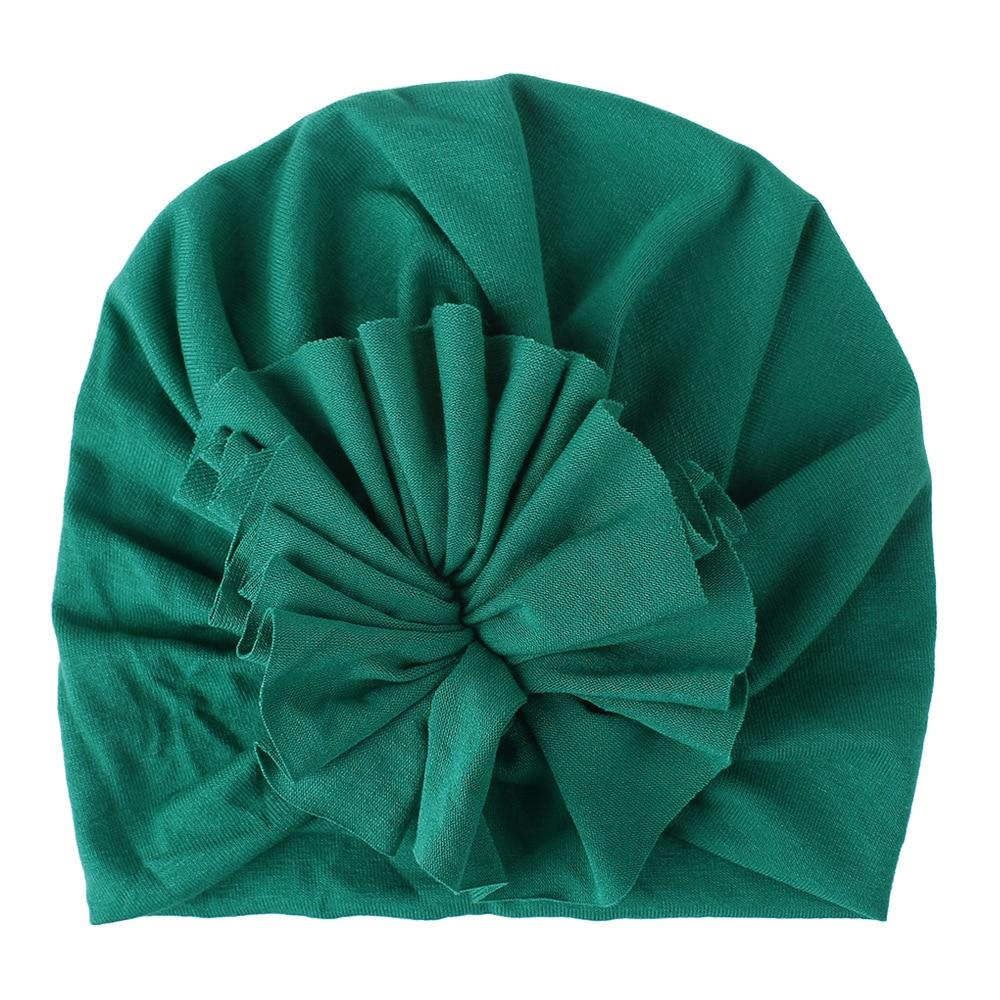 Handmade Pleated Flower Babies' Knitted Cotton Cloth Turban For Baby Girls In Elegant Style