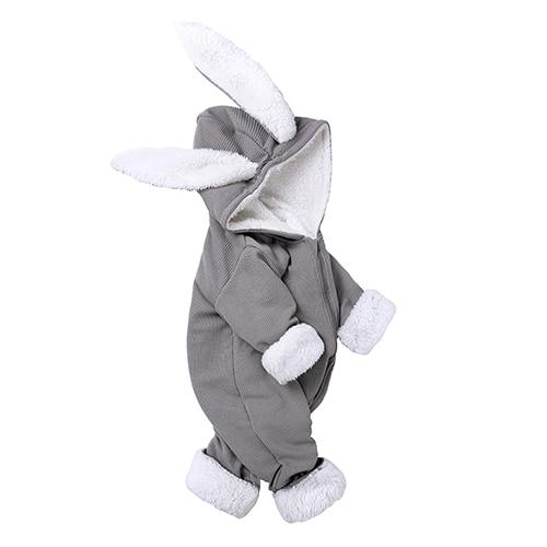 Winter Baby Rompers Newborn Boys Girls Clothes Rabbit Ear Hooded Jumpsuit infant In Luxury Rabbit Design