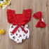 Newborn Baby Girl Clothes Ruffle Backless Cherry Romper  Headband Outfit Baby Girl Summer Clothes In Modern New Style