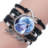 Classic Retro Wolf Head Elegant Bracelet Leather Bangle Luxury Bracelet Jewelry Boho Glass Moon Men Wrap Bangles For Men Women