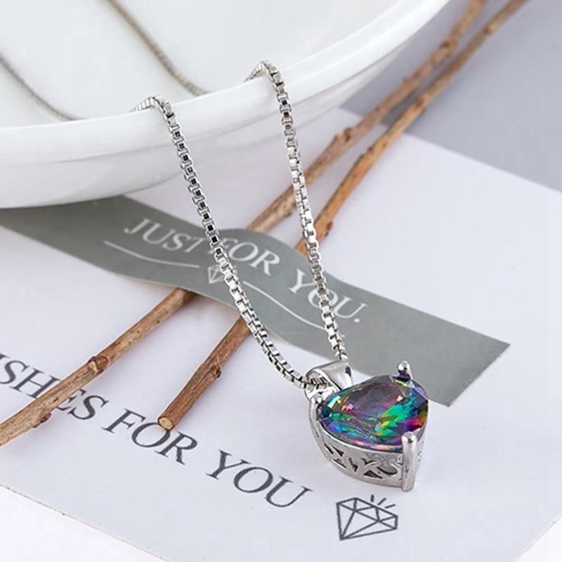 Mini Heart Necklaces Pendant Crystals Colorful Crystal Heart Pendant Necklace Great Gift For Birthday Party