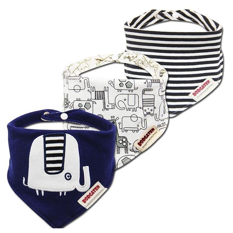 3PCS Comfortable Waterproof Organic Cotton Baby Burp Cloth Bandanna Scarf Bibs For Newborn Baby Boy And Girl