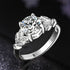 Crystal Silvery Women Leaf Engagement Rings Zircon Cubic Graceful Girls White Rose Golden Ring Luxury Jewelry