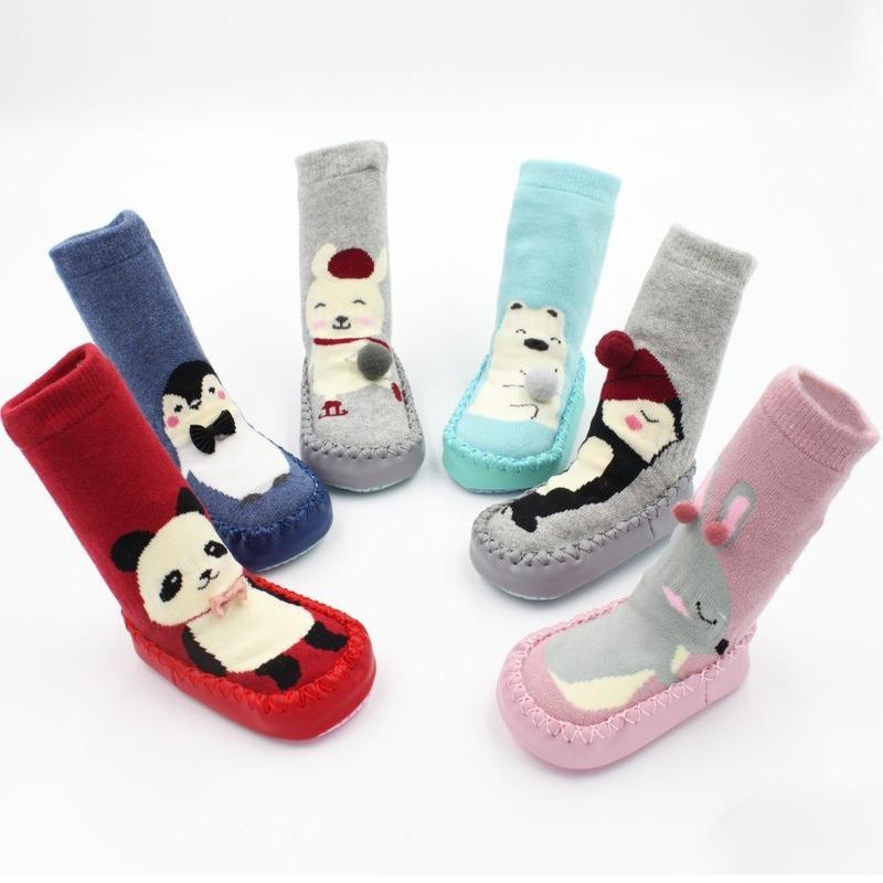 Indoor Sock Shoes Newborn Flexible Baby Soft Socks Winter Cotton Baby Girl Warm Sock With Rubber Soles