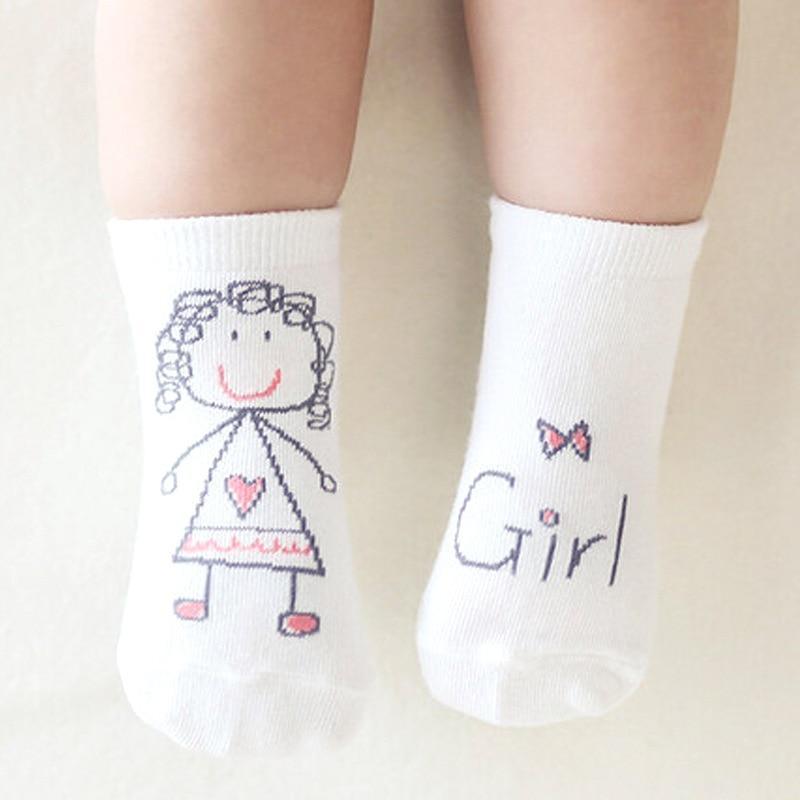 Casual White Baby Cute Cartoon Socks For Newborn Infants Toddlers Non-slip Soft Comfortable Cotton Unisex Socks