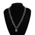 Multi Layer Lover Lock Pendant Choker Chain  Necklace For Women Luxury Jewelry Cool Style